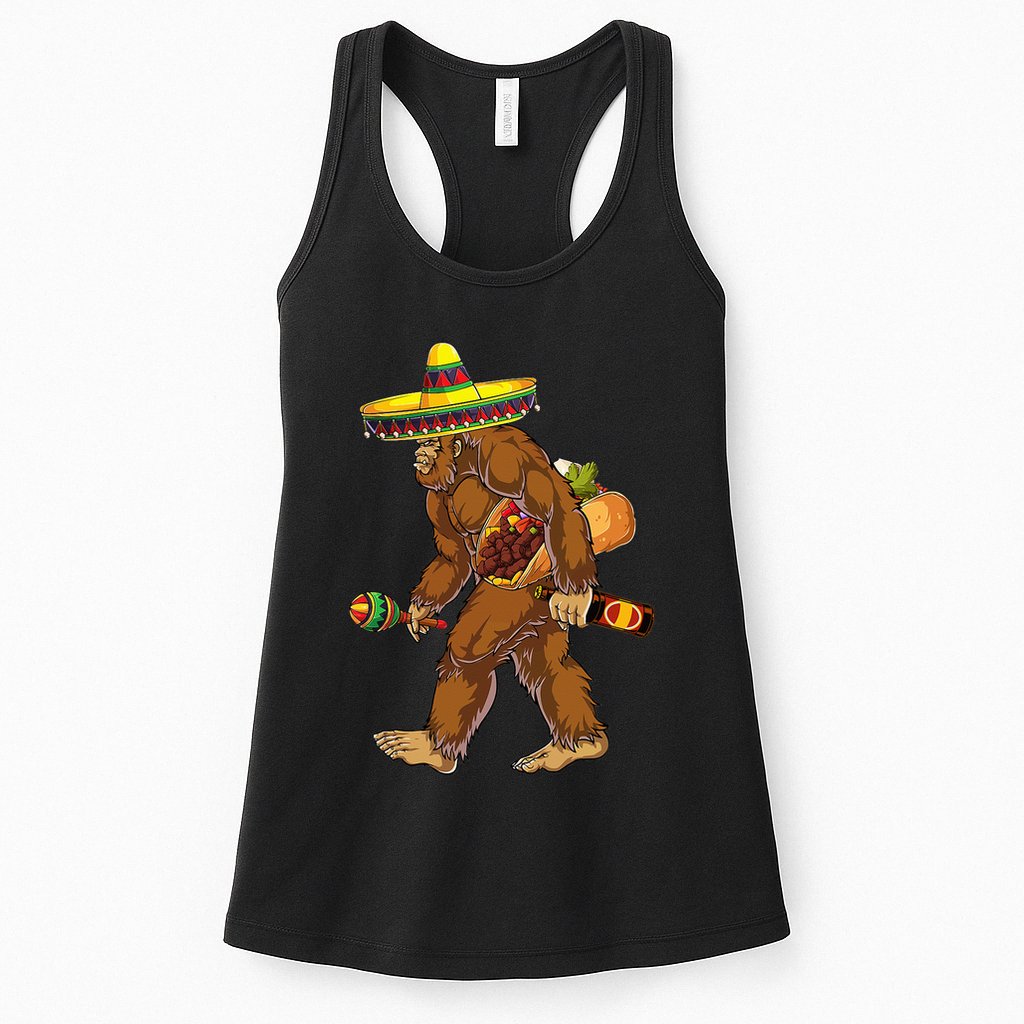 Bigfoot Carrying Taco El Squatcho Beer Pacho Sombrero Lover Womens Tank Top