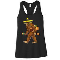 Bigfoot Carrying Taco El Squatcho Beer Pacho Sombrero Lover Women's Racerback Tank