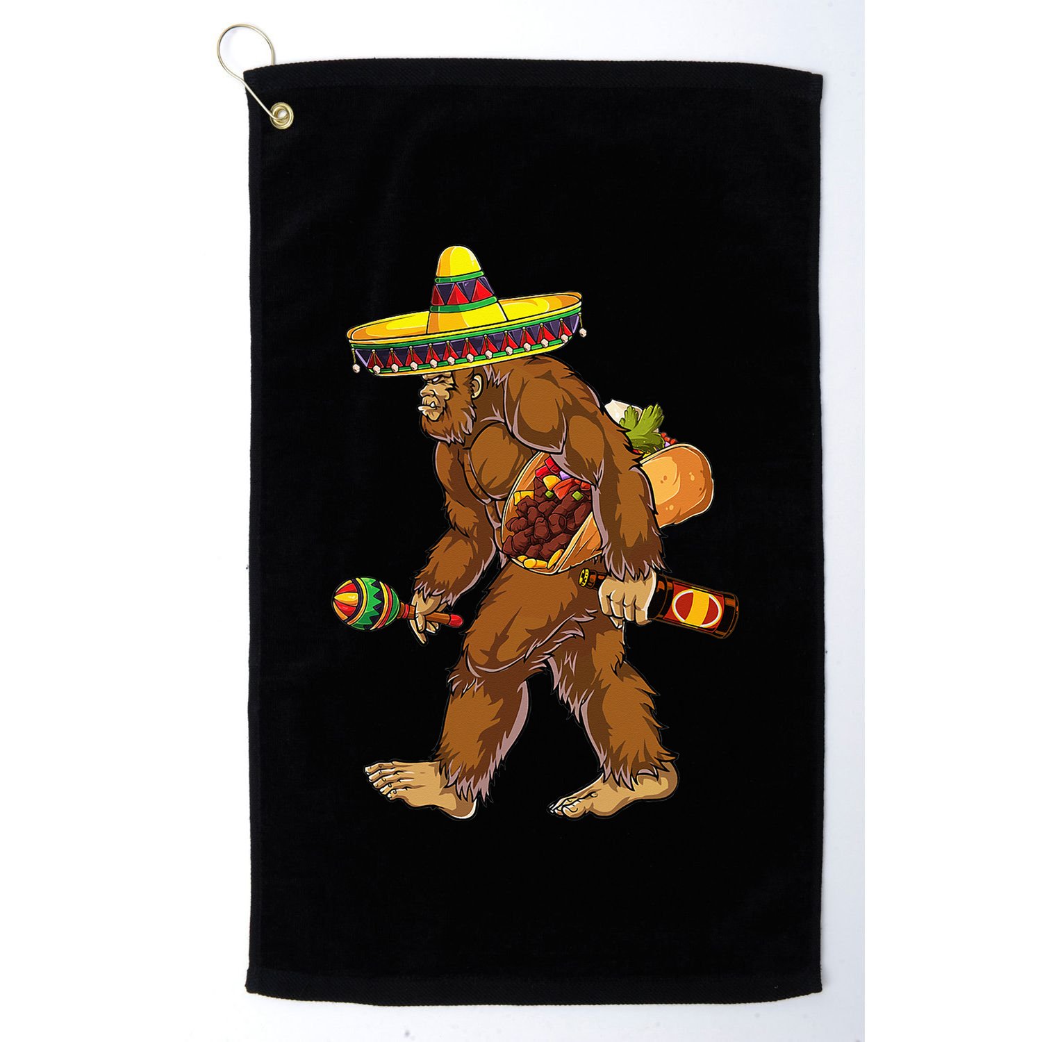 Bigfoot Carrying Taco El Squatcho Beer Pacho Sombrero Lover Golf Towel