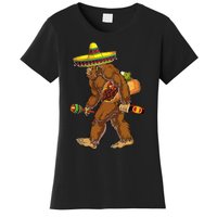 Bigfoot Carrying Taco El Squatcho Beer Pacho Sombrero Lover Women's T-Shirt