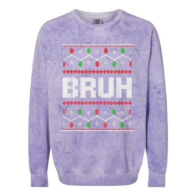 Bruh Christmas Teen Teens Ugly Christmas Colorblast Crewneck Sweatshirt