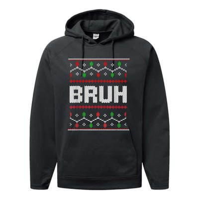 Bruh Christmas Teen Teens Ugly Christmas Performance Fleece Hoodie