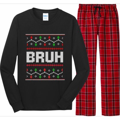 Bruh Christmas Teen Teens Ugly Christmas Long Sleeve Pajama Set