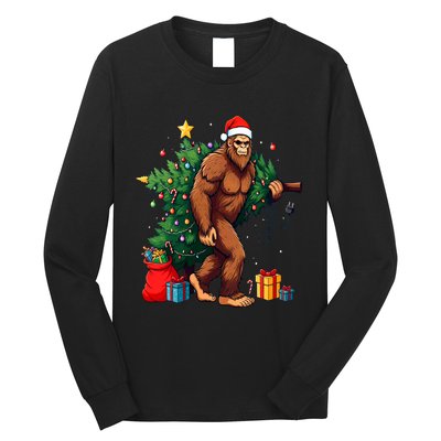 Bigfoot Christmas Tree Lights Xmas Long Sleeve Shirt