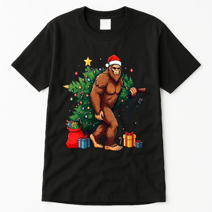 Bigfoot Christmas Tree Lights Xmas Tall T-Shirt