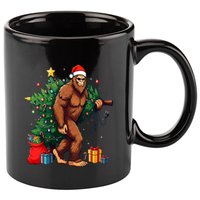 Bigfoot Christmas Tree Lights Xmas 11oz C Handle Ceramic Mug