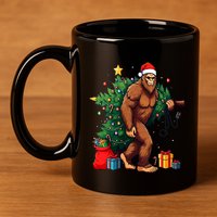 Bigfoot Christmas Tree Lights Xmas 11oz C Handle Ceramic Mug