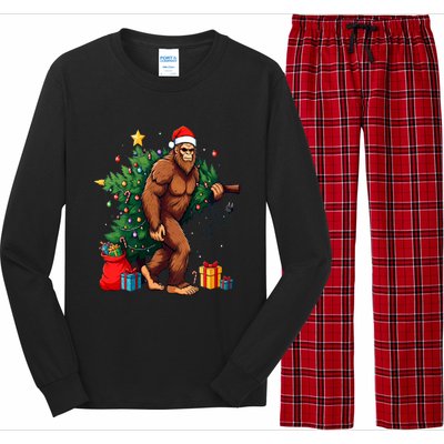 Bigfoot Christmas Tree Lights Xmas Long Sleeve Pajama Set