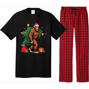 Bigfoot Christmas Tree Lights Xmas Pajama Set