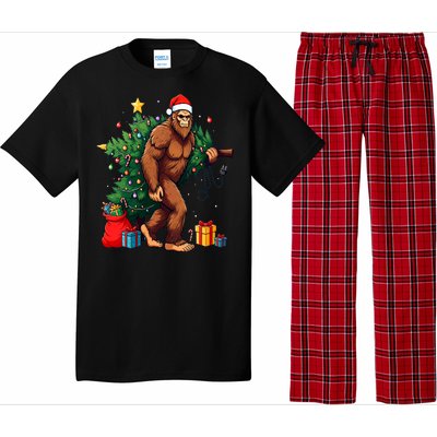 Bigfoot Christmas Tree Lights Xmas Pajama Set