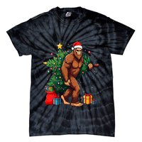 Bigfoot Christmas Tree Lights Xmas Tie-Dye T-Shirt
