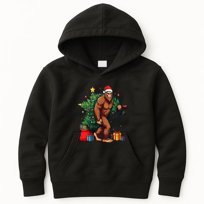 Bigfoot Christmas Tree Lights Xmas Kids Hoodie