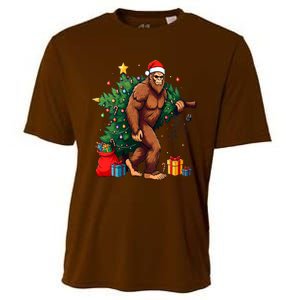 Bigfoot Christmas Tree Lights Xmas Cooling Performance Crew T-Shirt