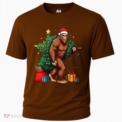 Bigfoot Christmas Tree Lights Xmas Cooling Performance Crew T-Shirt