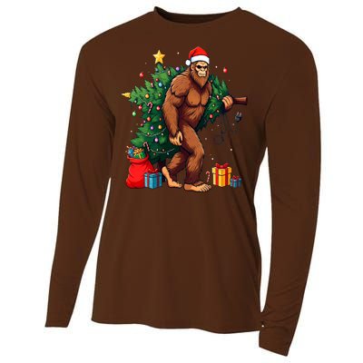 Bigfoot Christmas Tree Lights Xmas Cooling Performance Long Sleeve Crew