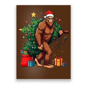 Bigfoot Christmas Tree Lights Xmas Poster