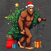 Bigfoot Christmas Tree Lights Xmas Vector Backpack