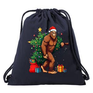 Bigfoot Christmas Tree Lights Xmas Drawstring Bag