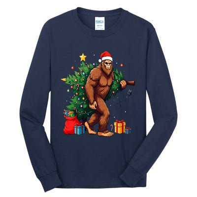 Bigfoot Christmas Tree Lights Xmas Tall Long Sleeve T-Shirt