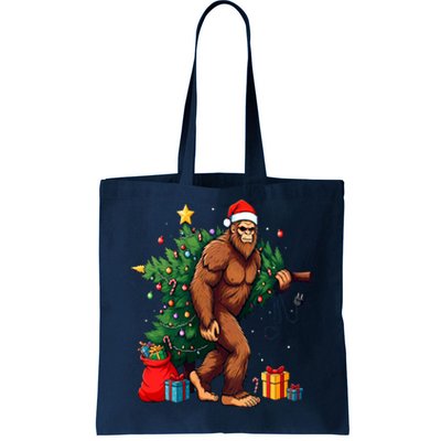 Bigfoot Christmas Tree Lights Xmas Tote Bag