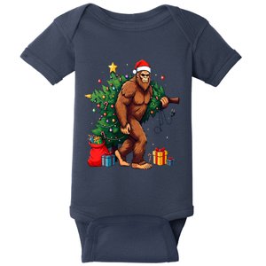 Bigfoot Christmas Tree Lights Xmas Baby Bodysuit