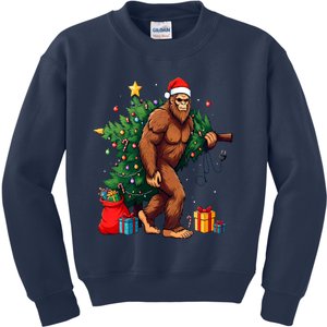 Bigfoot Christmas Tree Lights Xmas Kids Sweatshirt