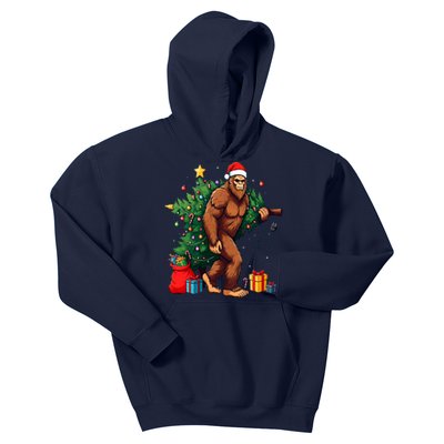 Bigfoot Christmas Tree Lights Xmas Kids Hoodie