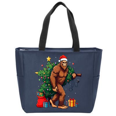 Bigfoot Christmas Tree Lights Xmas Zip Tote Bag