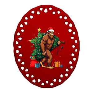 Bigfoot Christmas Tree Lights Xmas Ceramic Oval Ornament