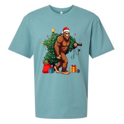 Bigfoot Christmas Tree Lights Xmas Sueded Cloud Jersey T-Shirt