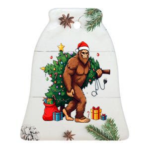 Bigfoot Christmas Tree Lights Xmas Ceramic Bell Ornament