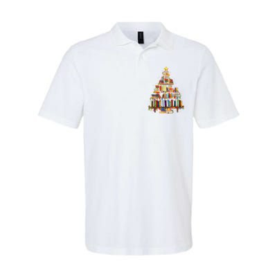 Book Christmas Tree Lights Teacher Librarian Read Lover Xmas Softstyle Adult Sport Polo