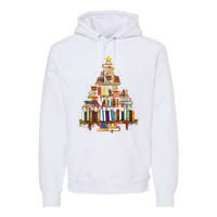 Book Christmas Tree Lights Teacher Librarian Read Lover Xmas Premium Hoodie