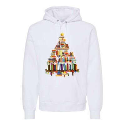 Book Christmas Tree Lights Teacher Librarian Read Lover Xmas Premium Hoodie