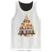 Book Christmas Tree Lights Teacher Librarian Read Lover Xmas Mesh Reversible Basketball Jersey Tank