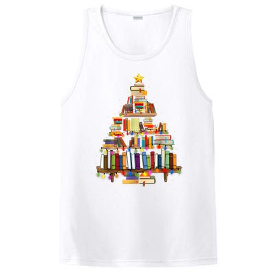 Book Christmas Tree Lights Teacher Librarian Read Lover Xmas PosiCharge Competitor Tank