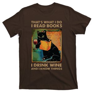 Black Cat Thats What I Do I Read Books I Drink Wine T-Shirt