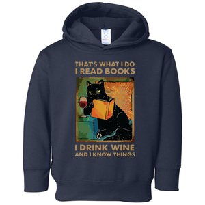 Black Cat Thats What I Do I Read Books I Drink Wine Toddler Hoodie