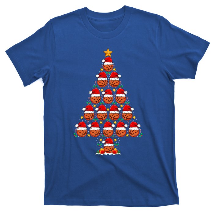 Basketball Christmas Tree Santa Hat Basketball Player Xmas Meaningful Gift T-Shirt