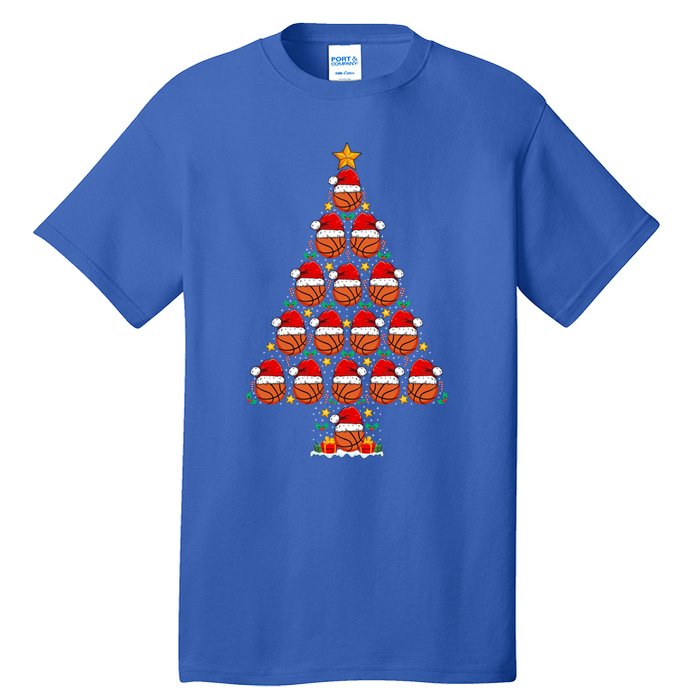 Basketball Christmas Tree Santa Hat Basketball Player Xmas Meaningful Gift Tall T-Shirt