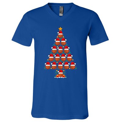 Basketball Christmas Tree Santa Hat Basketball Player Xmas Meaningful Gift V-Neck T-Shirt