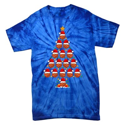 Basketball Christmas Tree Santa Hat Basketball Player Xmas Meaningful Gift Tie-Dye T-Shirt