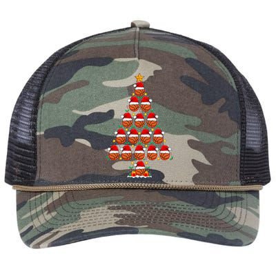 Basketball Christmas Tree Santa Hat Basketball Player Xmas Meaningful Gift Retro Rope Trucker Hat Cap