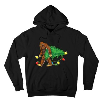 Bigfoot Christmas Tree Lights Xmas Boys Sasquatch Lovers Hoodie