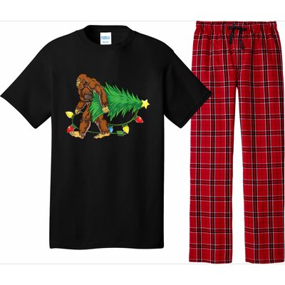 Bigfoot Christmas Tree Lights Xmas Boys Sasquatch Lovers Pajama Set