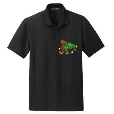 Bigfoot Christmas Tree Lights Xmas Boys Sasquatch Lovers Dry Zone Grid Polo