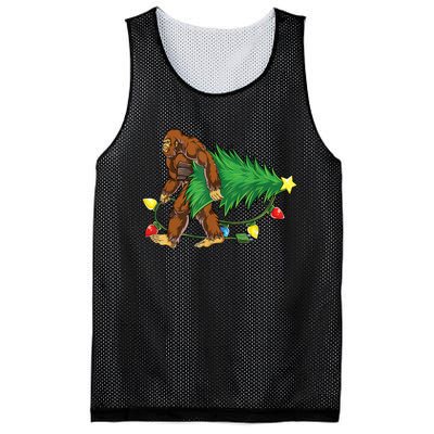 Bigfoot Christmas Tree Lights Xmas Boys Sasquatch Lovers Mesh Reversible Basketball Jersey Tank