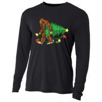 Bigfoot Christmas Tree Lights Xmas Boys Sasquatch Lovers Cooling Performance Long Sleeve Crew