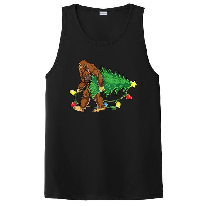 Bigfoot Christmas Tree Lights Xmas Boys Sasquatch Lovers PosiCharge Competitor Tank