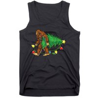 Bigfoot Christmas Tree Lights Xmas Boys Sasquatch Lovers Tank Top